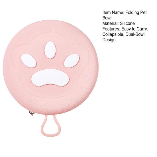 Складные миски для собак Портативная кормушка для питомцев 2-в-1 Складная миска для еды и воды для собак Складная силиконовая кормушка для путешествий, кемпинга, прогулок