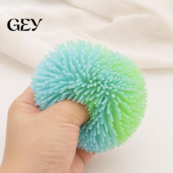 Reusable Stress Ball Relief Fuzz Toy, TPR Fuzzy Squeeze Fidget Adults Relaxation Toy Anxiety Relieving Office Desk for Focus Aid, Hand