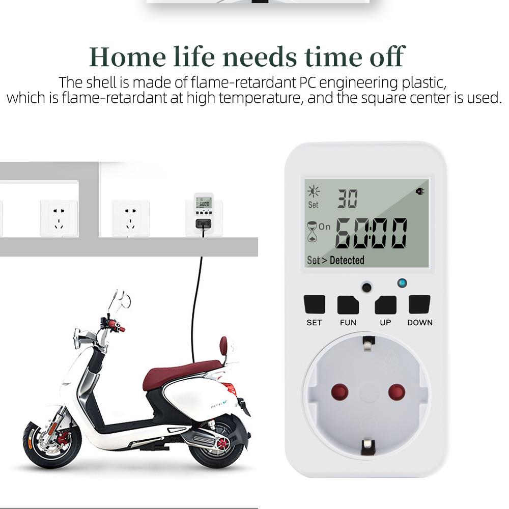 TM08 Digital Timer Socket LCD Smart Short Cycle Socket Countdown Programmable Timing Controller Outlet Switch UK US FR EU Plug