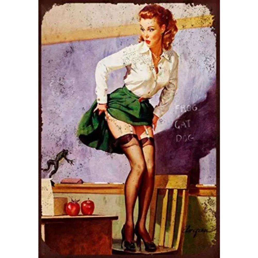 Металлическая табличка в стиле ретро Pin-Up Girl для декора стен