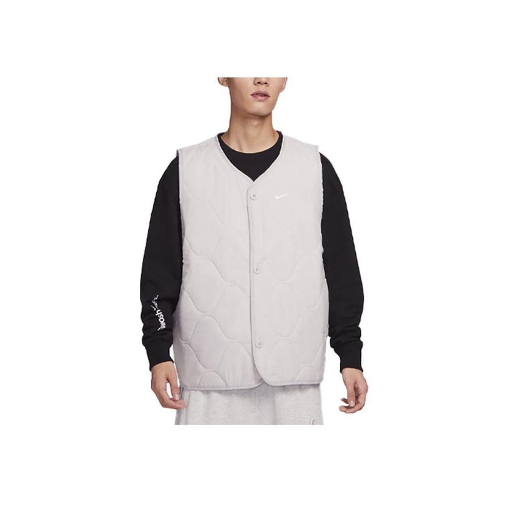 Nike Твердые теплые военные хлопковые жилеты мужские топы серо-белые DX0891-012