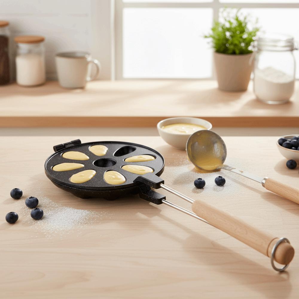 9-Cavity Walnut Cookie Mold Long Handle Heat-resistant Egg Tart Mold Double-Sided Non-Stick Mini Muffins Baking Mold