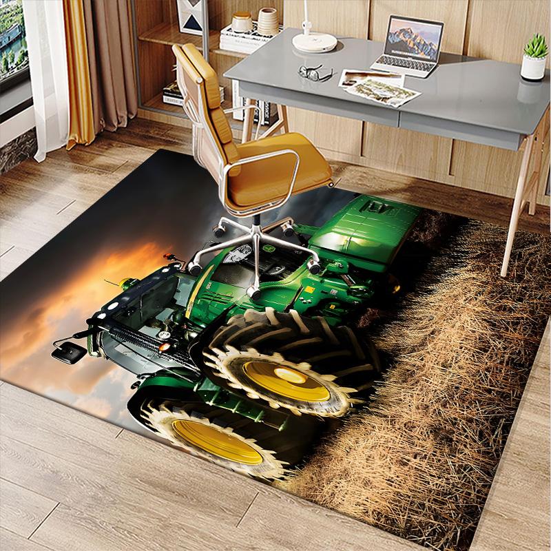 Tractor Polyester Carpet, Soft Indoor Mat for Office Chair, Living Room, Computer Desk - Decorative Home Office Rug Design
