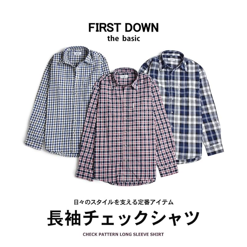 [ПЕРВЫЙ ВНИЗ по основному] (Сначала основы) Рубашка в клетку с длинным рукавом мужская Рубашка/YC A73 темно-синяя Тип L