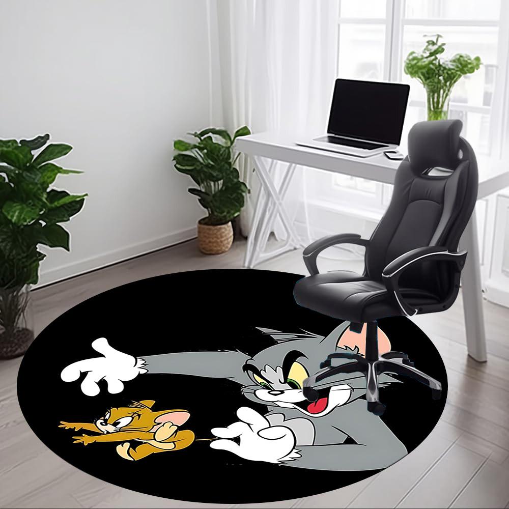 1pc Tom Jerry Office Round Area Rug, Under Office Chairs Bedroom Living Room Home Decor, Room Decoa1016107