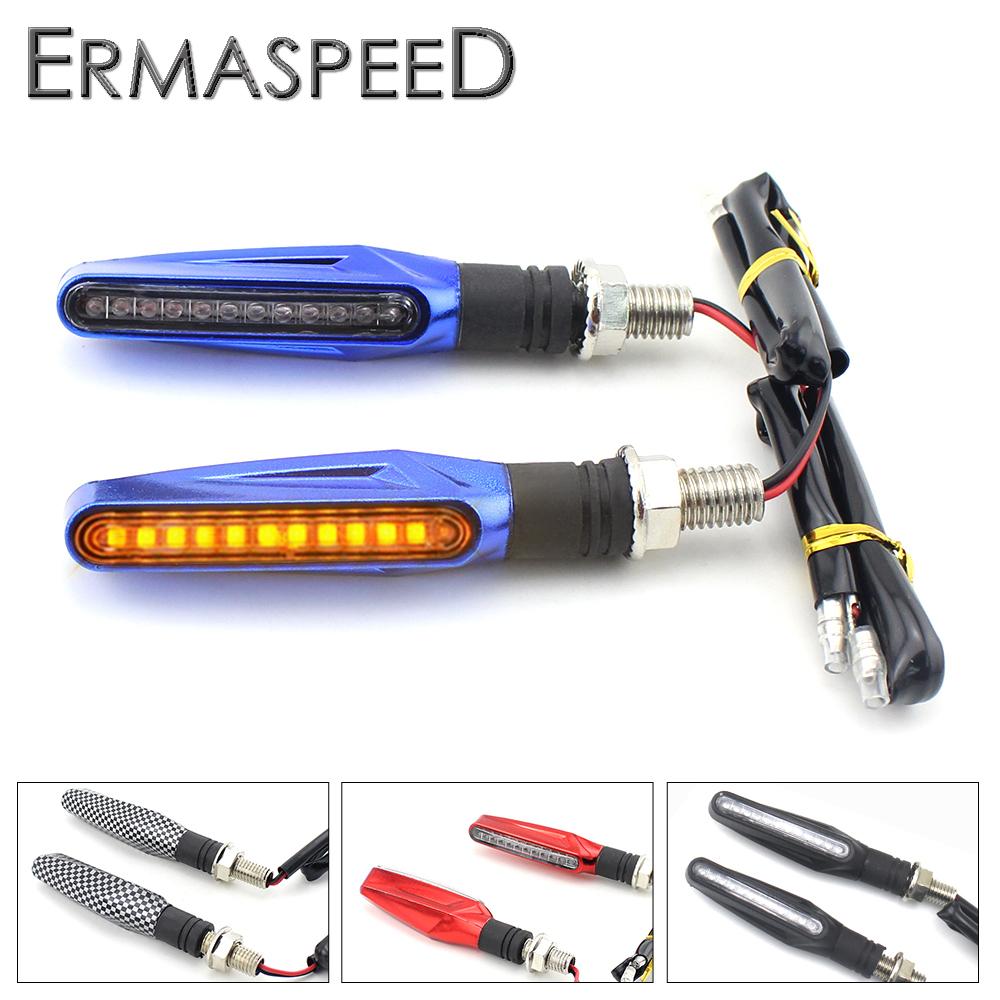 1 Pair Motorbike Turn Signal Lights Amber Led Blinker Indicators Carbon/Blue/Black Shell Front Rear Light for Motorcycle