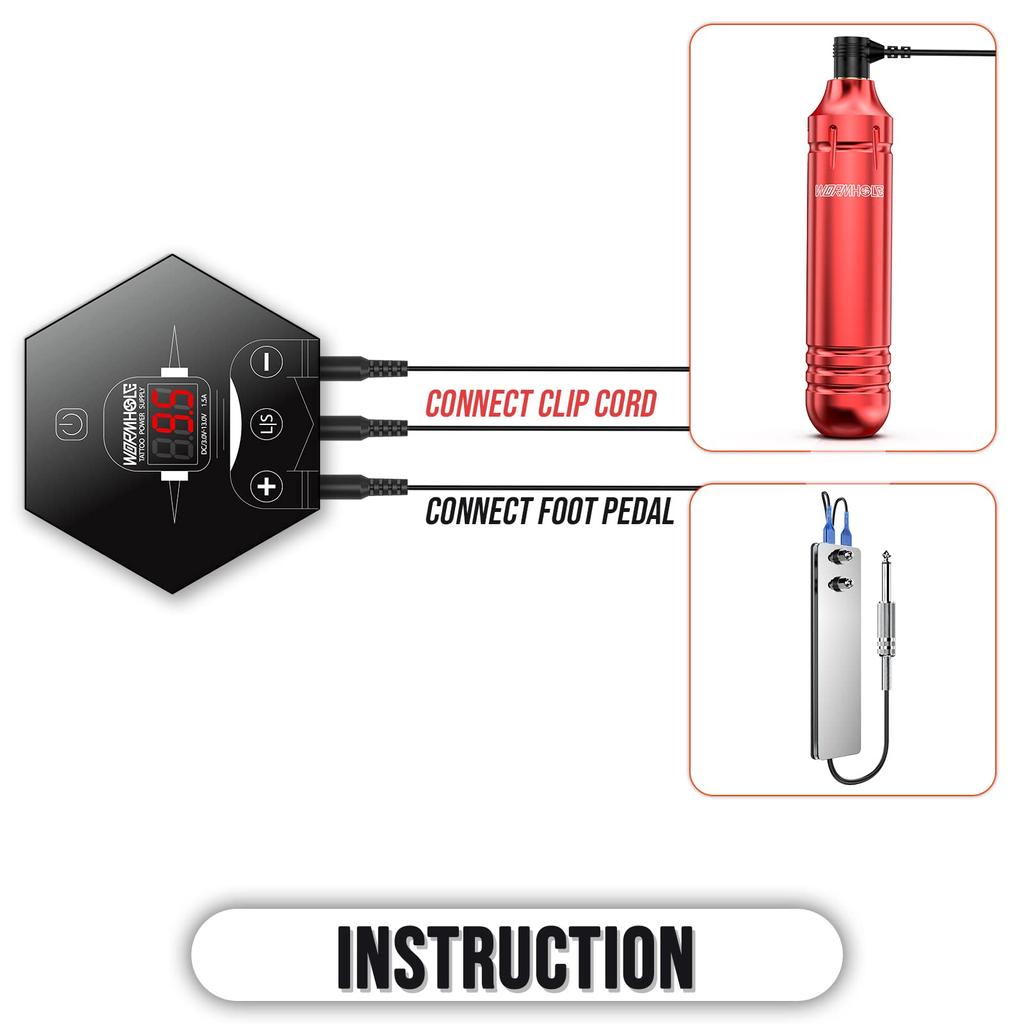 Wormhole Tattoo Kit Tattoo Gun Kit Tattoo Machine Kit Beginner Tattoo Gun 20 Color Ink Power Supply Tattoo Pen Kit Red