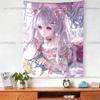 Готическая Kawaii Лолита Аниме Девушка Гобелен Темный Сладкий Двойные Хвосты Настенный Декор Y2K Девушка Эстетика Ткань для Фона Спальни Общежития
