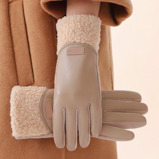 2 шт. Женские перчатки из искусственной кожи Водонепроницаемые Ветрозащитные Сенсорные Уличные Велосипедные перчатки Зимние Теплые Толстые Термоперчатки