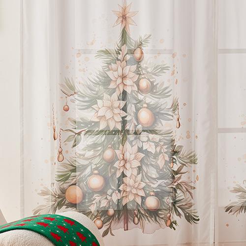 1 шт. NAPEARL Рождественские прозрачные шторы в рождественском стиле, тюль с принтом в виде елки для кухни, спальни и гостиной, домашний декор