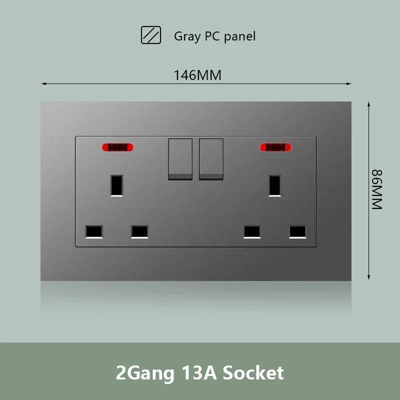 Универсальная двойная розетка с быстрой зарядкой Type-C мощностью 18 Вт, настенный электрический светильник с выключателем на 2 направления, Великобритания, 13 А, двойная розетка USB