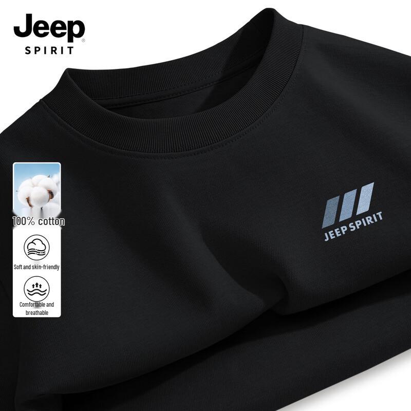 Мужская футболка JEEP SPIRIT 2026, из чистого хлопка, с длинным рукавом и круглым вырезом