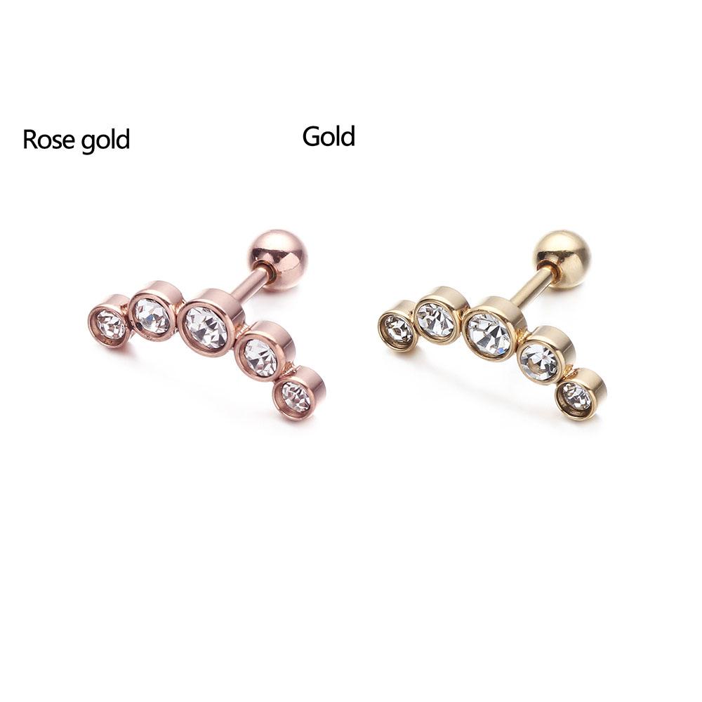 Punk Rock 16G Stainless Steel Bar Cartilage Helix Tragus Body Jewelry Stud Earrings Ear Piercing