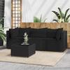 VidaXL Garden Lounge Set 4 Pcs with Cushions Black Wicker, Outdoor Lounge Set, Furniture Set 319783