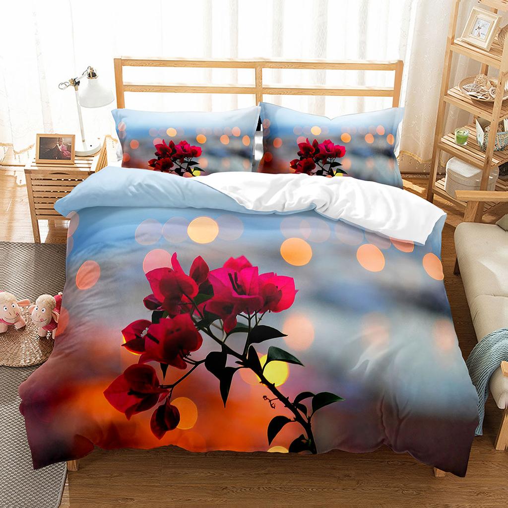 Комплект пододеяльника Petal King Queen Full Size Красивый цветочный узор Полиэстеровый чехол для одеяла для детей, подростков, взрослых Постельное белье
