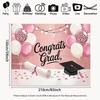 2D Flat Graduation Backdrop Pink "Congrats Grad" Themed Background Cloth