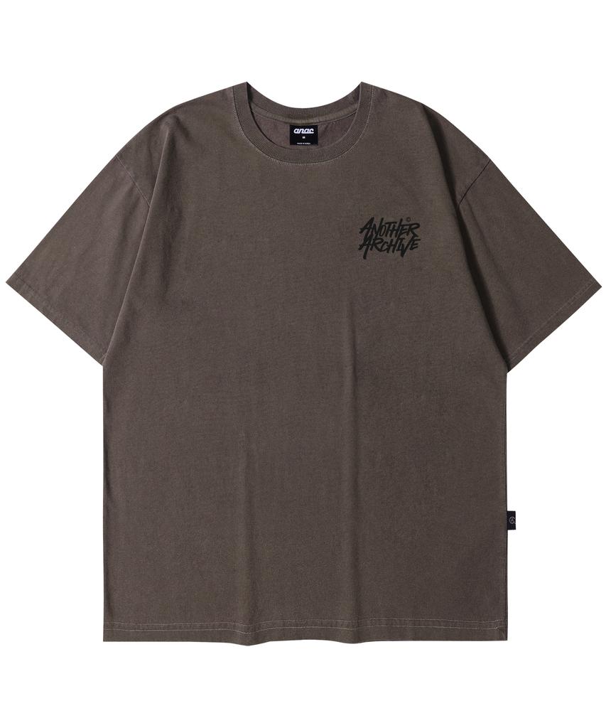 ANOTHER ARCHIVE Pigment Graffiti Logo Short Sleeve T-Shirt_Khaki
