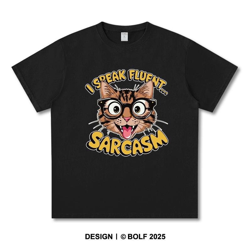 Women's I Speak Fluent Sarcasm Printed T-Shirt 100% Cotton Oversized Savage Graphic Tees for Men Summer Tops Snarky Streetwear