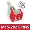 10 шт. Мини-переключатели MTS-102 103 MTS-202 203, 3/6 контактов, Тумблеры ON-OFF-ON, Микропереключатели с выводами под пайку, Водонепроницаемые колпачки, Переключатели давления масла 6