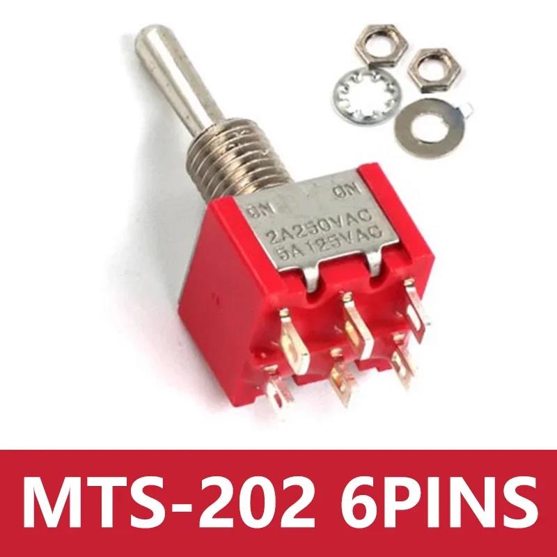 10 шт. Мини-переключатели MTS-102 103 MTS-202 203, 3/6 контактов, Тумблеры ON-OFF-ON, Микропереключатели с выводами под пайку, Водонепроницаемые колпачки, Переключатели давления масла 6