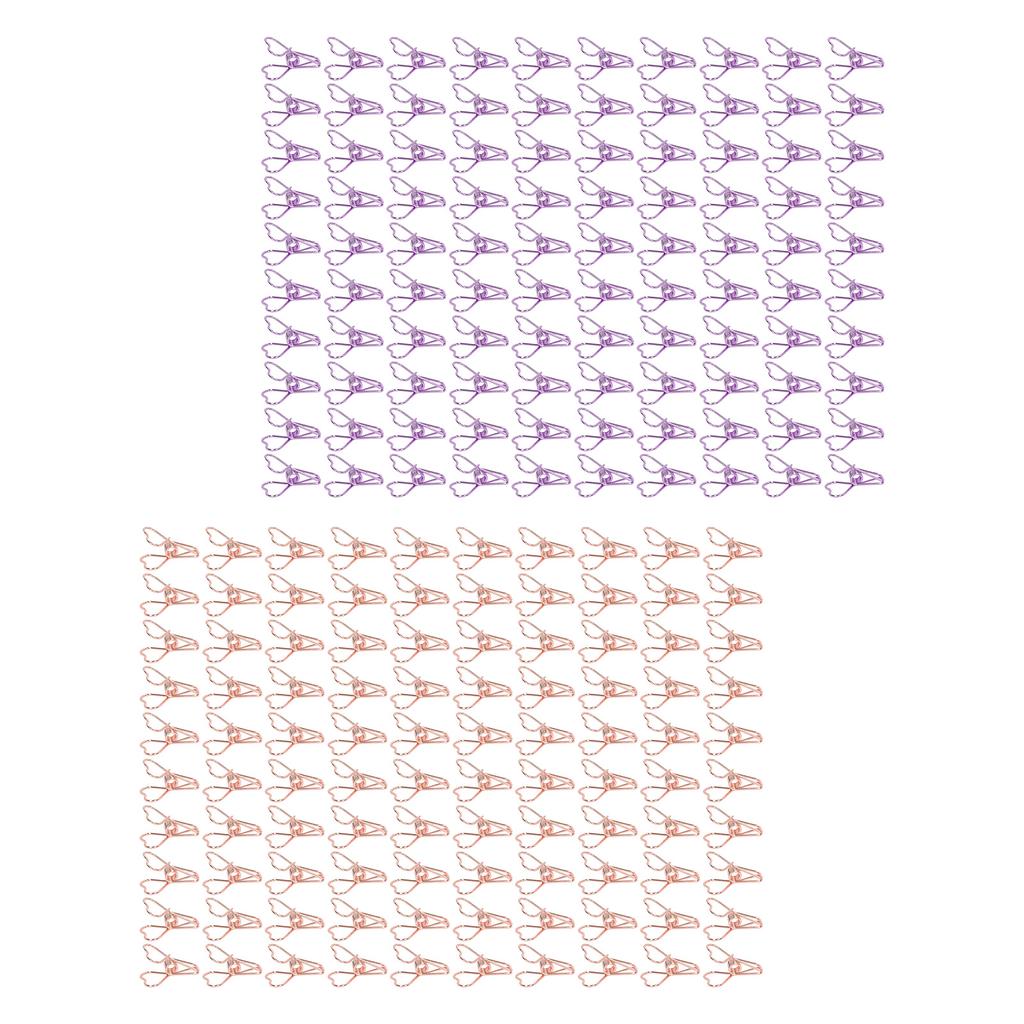 100 Pcs Clips Hollow Heart Shape Strong Clamping Force Metal Small Clips for Office Do