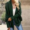 Женский кардиган, пальто без воротника, летучая мышь, длинный рукав, открытый спереди, вязаное пальто, эластичные манжеты, однотонный свободный крой, вязаный кардиган