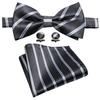 Barry.Wang Men Cravat Ties Jacquare Paisley/Floral/Striped Bow Tie Hanky Cufflinks Set Formal Casual