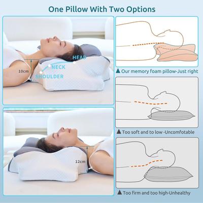 Подушка с эффектом памяти «Бабочка» для поддержки шеи - Дизайн для спящих на боку с высокой/низкой стороной