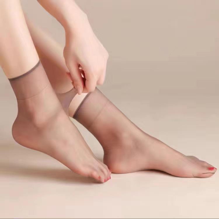 5 пар женских ультратонких носков телесного цвета, летние прозрачные носки из хрустального шелка, сексуальные эластичные короткие носки до щиколотки, невидимые носки