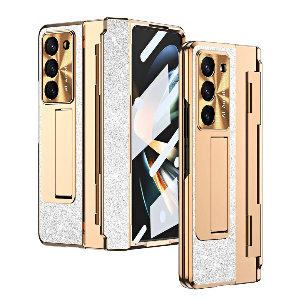 Роскошный кожаный защитный чехол с кронштейном для Samsung Galaxy Z Fold 5 4 3, чехол с защитной крышкой для экрана
