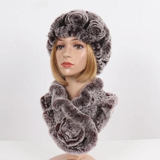 Новые женские зимние наборы шапка и шарф из натурального теплого меха кролика рекс, вязаные шапки и шарфы из натурального меха, муфта