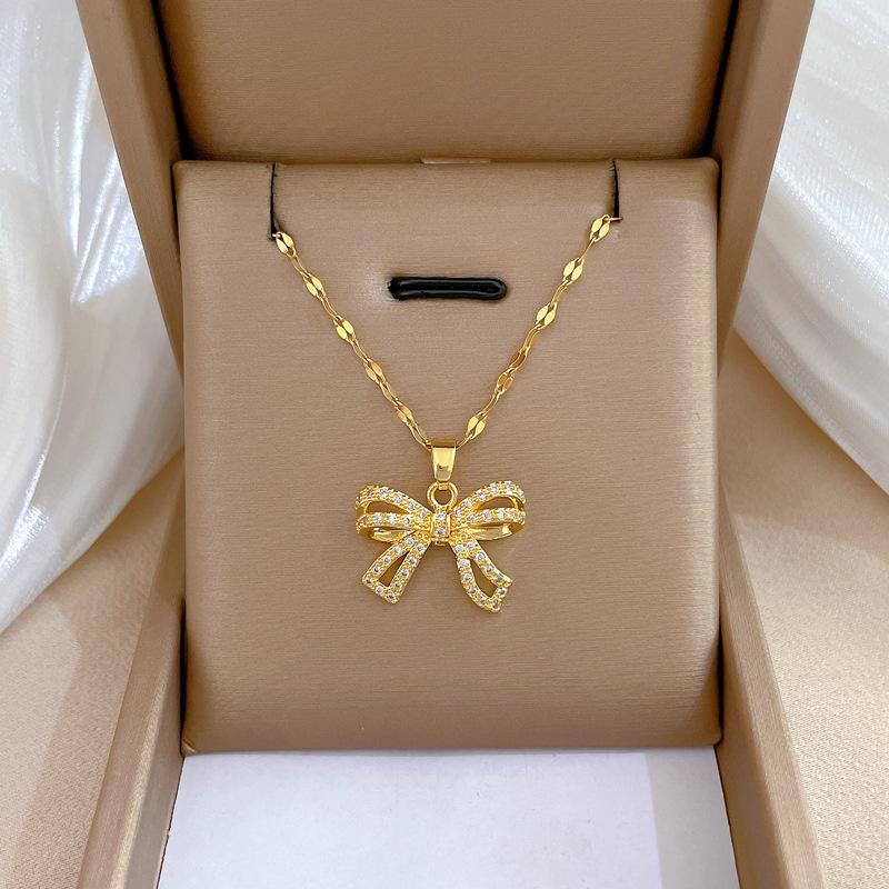 Тяжелая промышленность Преувеличенное микро-инкрустированное гальваническое покрытие из настоящего золота Ожерелье Женская цепочка на ключицу с бусинами для переноса и украшениями