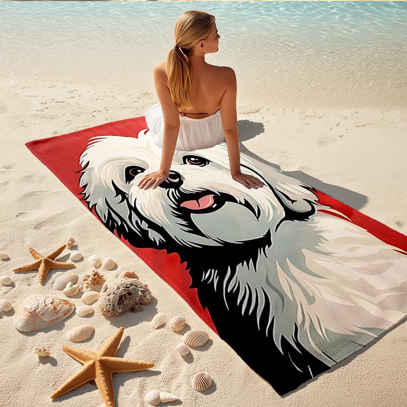 1Pc Maltese Dog Portrait Beach Towel Quick Dry Multiuse For Beach Pool Gym Yoga Home Travel Christmas Halloween Xmas Gift G187