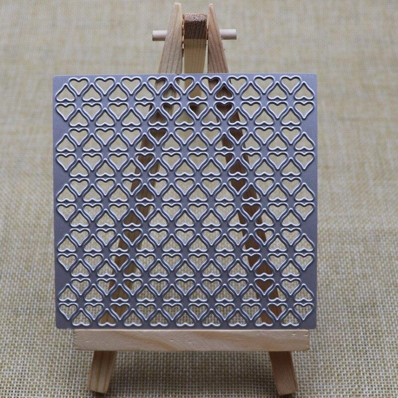Square Frame Heart Background Metal Cutting Dies Scrapbooking Craft Die Cut Embossing Card Making