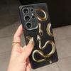 Samsung A07 A16 A06 Xiaomi Redmi 13C 14C для iPhone 17 Pro Max Infinix Realme Чехлы для телефонов Мягкий коричневый Кожаный узор TPU Чехол NY58 Золотой Дизайн змеи