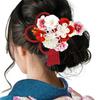 Hair Accessory Set for Furisode and Ceremonies with Red Crepe Two-piece (long-sleeved Kimono) Coming-of-age (kk-077) Tsumami-zaiku