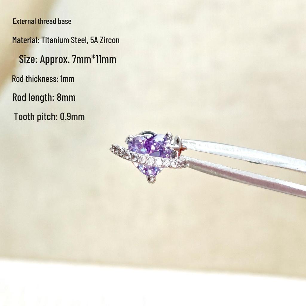Sparkling Zirconium Titanium Heart & Cross Cartilage Ear Studs - Light Luxury Niche Jewelry