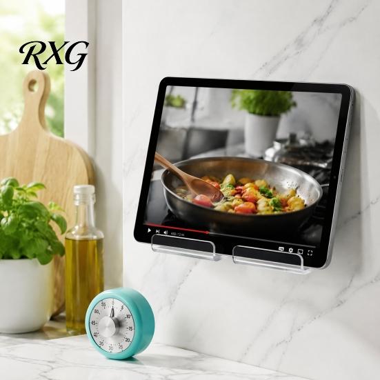 Universal Tablet Dock Acrylic Wall Mount Holder, Mounted Smartphone Stand, Smooth Surface Phone Holder Cable And Charging Hole Organizer for
