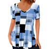 Summer Women's T-shirt 3D Plaid Elegant Print V-neck Short Sleeve Shirt Fashion Ladies T-shirt Clothing Y2k Women's T-shirt