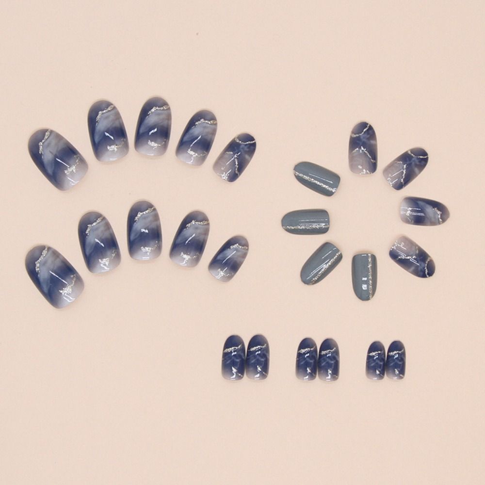 24 шт. Длинные миндальные накладные ногти-стилеты для французского маникюра накладные ногти для женщин