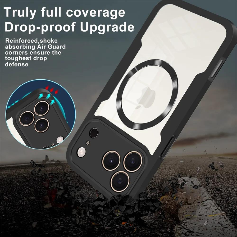 360 Полностью для Magsafe Прозрачный чехол для iPhone 17 16 Pro Max Air 16E 13 14 15 Plus Pro Магнитный силиконовый бампер Ударопрочный чехол