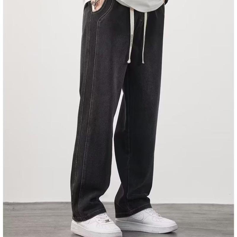 Мужские летние 2023 г. Трендовые свободные прямые джинсы с широкими штанинами