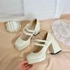 Small Wedding Shoes Heel Waterproof Table French Elegant Main Wedding Shoes Not Tired Feet Thick Heels High Heels Women