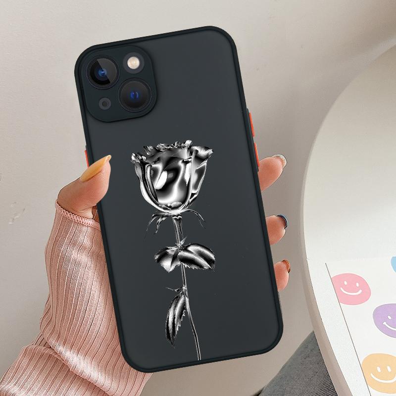 INS Модный Серебряная Роза Чехол для Телефона Для iPhone 16 15 11 12 14 13 Pro Max Mini X XSMax XR 7 8 Plus SE4 16e Милые Силиконовые Чехлы