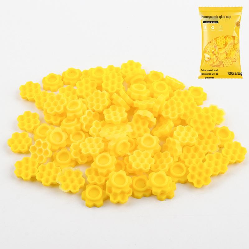 100-Pack Grafting Eyelash Glue Delay Cups - 7-Hole Honeycomb Design for Lash Extensions
