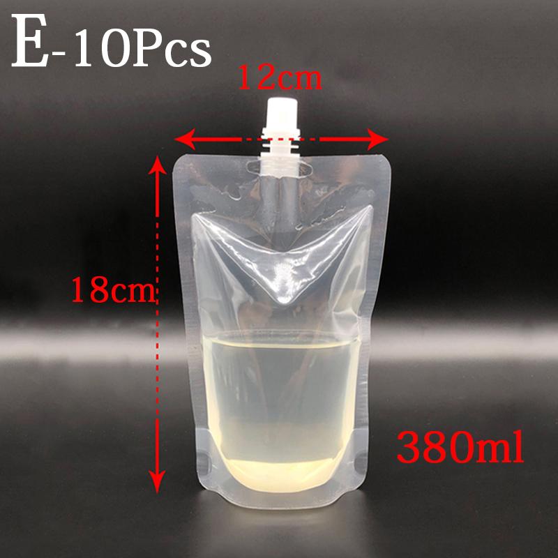 10pcs Transparent Nozzle Bag Spouted Drink Beverage Packaging Pouch For Camping Outdoor Spouted Liquid Packaging Storage JoomZL