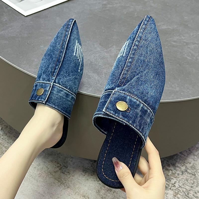 Мода Леопард Женские Тапочки Балетки Острый Носок Мюли Обувь Слингбэк Модные Сандалии Женские 2025 Новые Ковбойские Дизайнерские Женские Туфли