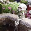 Skull Fishing Figurine Gothic Halloween Mini Resin Spooky Decor Creative Ornament for Halloween Lovers