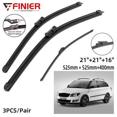 3 шт. щетки стеклоочистителя для SKODA Fabia 5J Combi Estate 2006-2013 21 "21" 16 "подходят для переднего лобового стекла, щетки для окон, резак, аксессуары
