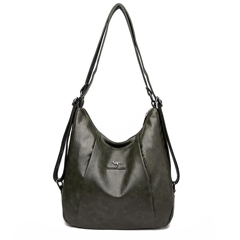 Женская кожаная сумка через плечо, однотонная большая сумка